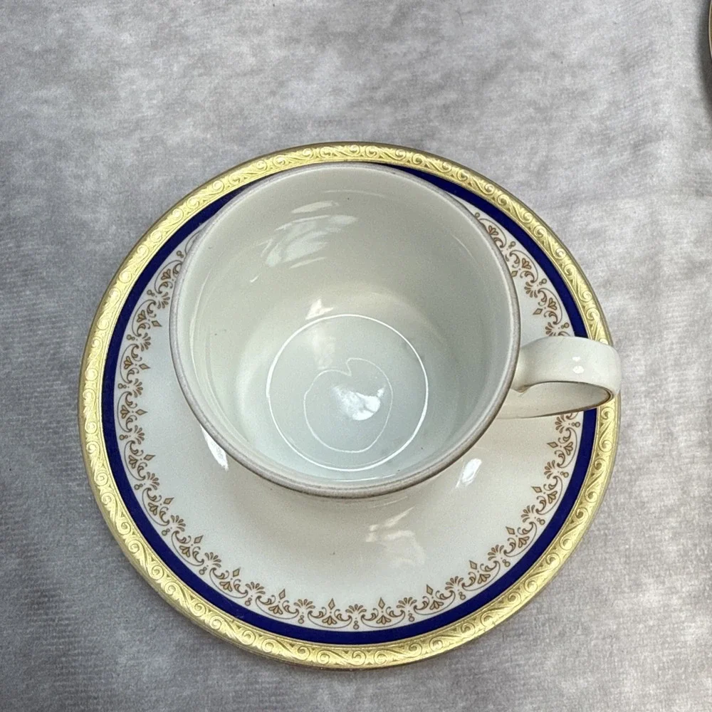Tirschenreuth Bavaria Demitasse‎ Cup & Saucer Cobalt Blue Gold Germany VTG